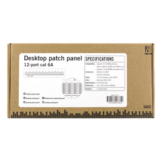 DELTACO Patch Panel, 12xRJ45, Cat6a, Wall Mountable, 10Gbps, Krone Terminals, Metal, Gray / PAN-212