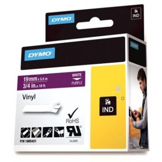 DYMO Rhino Professional, 19mm, noticeable vinyl tape, white text purple tape 1805421