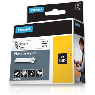 Tape DYMO Rhino 12mm x 3.5m, nylon, black on white / S0718100 18488
