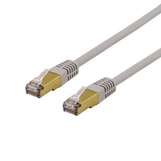 Patch cable DELTACO S/FTP Cat6a, 10m, 500MHz, Delta-certified, LSZH, gray / SFTP-610AH