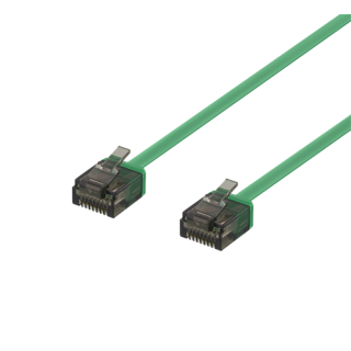 DELTACO U / UTP Cat6a patch cable, flat, 1m, only 1mm thick, 500MHz, green / UUTP-2022