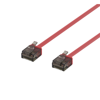 DELTACO U / UTP Cat6a patch cable, flat, 2m, only 1mm thick, 500MHz, red / UUTP-2046