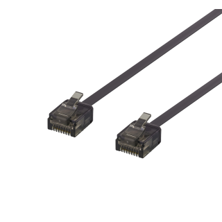 Patch cable DELTACO U/UTP Cat6a, flat, 0.3m, only 1mm thick, 500MHz, black / UUTP-2007