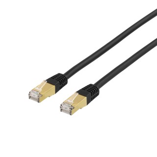 Patch cable DELTACO S/FTP Cat7, 2m, 600MHz, Delta certified, LSZH, RJ45 connectors, black / STP-72S