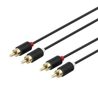 Audio cable DELTACO 2xRCA, gold-plated connectors, 2m, black / MM-110-K / R00170002