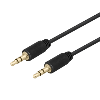 Audio cable DELTACO 3.5mm, gold-plated, 2m, black / MM-150-K / R00180008