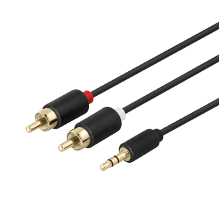 Audio cable DELTACO 3.5mm male - 2xRCA male 1m, black / MM-139-K / R00180003