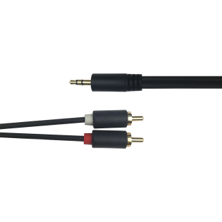 Audio cable DELTACO 3.5mm male - 2xRCA male 5m, black / MM-142-K / R00180006