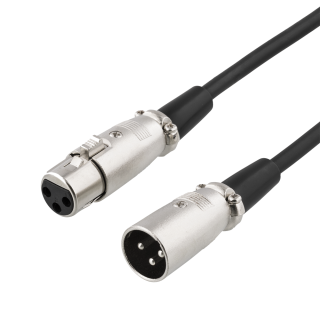 XLR audio cable DELTACO 3-pin male - 3-pin female, 26 AWG, 1m, black / XLR-1010-K / 00160001