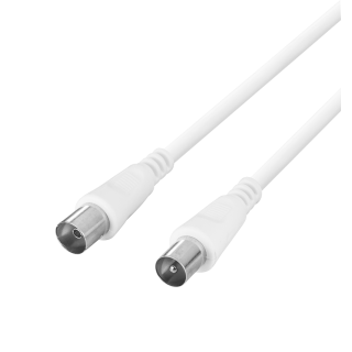 Antenna cable DELTACO 75 Ohm, ferrite cores, gold-plated connectors, 1m, white / AN-101-K / R00150001