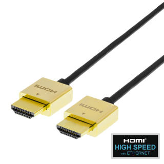 Cable DELTACO Ultra-thin HDMI cable, 4K UHD, 2m, black/gold / HDMI-1042-K / 00100011
