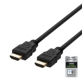 Cable DELTACO Ultra High Speed HDMI, ARC, QMS, 8K in 60Hz, 4K UHD in 120Hz, 1m, black / HU-10-R
