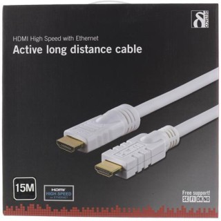 DELTACO active HDMI cable, 4K, Ultra HD, HDMI Type A ha, gold plated, 15m white / HDMI-1151