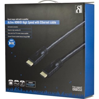 DELTACO active HDMI cable, 4K, Ultra HD, HDMI Type A ha, gold plated, 20m, black / HDMI-1200