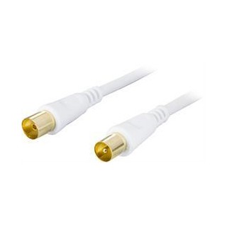 DELTACO antenna cable, 75 Ohm, ferrite cores, gold plated connectors, 10m white / AN-110