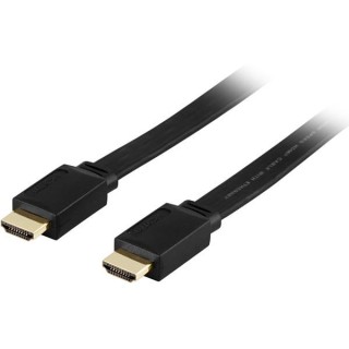 DELTACO Flat HDMI Cable, 1080i @ 60Hz, 15m, HDMI Type A ha-ha, gold-plated, black / HDMI-1080F
