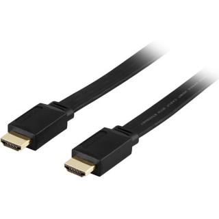 DELTACO Flat HDMI Cable, 1080p in 60Hz, 10m, HDMI Type A ha-ha, gold-plated, black / HDMI-1070F