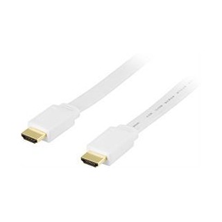 DELTACO flat HDMI cable 4K, UltraHD in 60Hz, 0.5m 19-pin ha-ha, white  HDMI-1005H