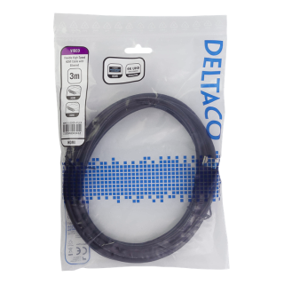 DELTACO flexible HDMI cable, 4K UltraHD in 60Hz, 3m, black / HDMI-1030D-FLEX