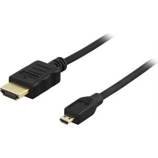 DELTACO HDMI cable, 4K, Ultra HD - 60Hz, A ha - Micro HDMI ha, gold plated, 2m, black / HDMI-1023