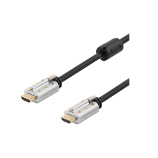 DELTACO HDMI Cable, Lockable, HDMI High Speed ​​with Ethernet, 19-pin ha-ha, 2m, black / HDMI-6120