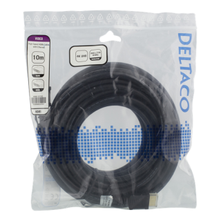 DELTACO High-Speed HDMI cable, 10m, Ethernet, 4K UHD, Without ferrite black / HDMI-1070D