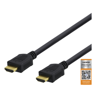 DELTACO High-Speed ​​Premium HDMI cable, 2m, Ethernet, 4K UHD, Without ferrite black / HDMI-1020D