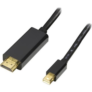 DELTACO mini DisplayPort to HDMI monitor cable with audio, Full HD in 60Hz, 1m, black / DP-HDMI104-K