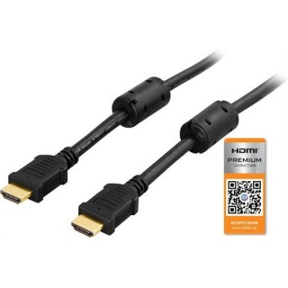 Deltaco premium High Speed HDMI cable with Ethernet, 4K, UltraHD in 60Hz, 0.5m black / HDMI-1005 