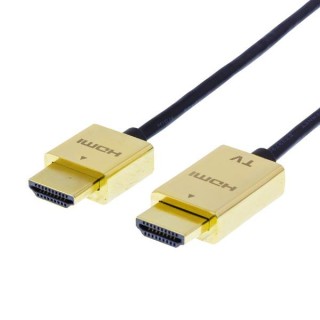DELTACO PRIME ultra-thin HDMI cable, HDMI Type A ha, 4K, Ultra HD, gold plated, 3m, black/gold / HDMI-1043-K