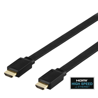 Flat High Speed HDMI cable DELTACO with Ethernet, 4K UHD, 3m, black / HDMI-1030F-K / R00100009