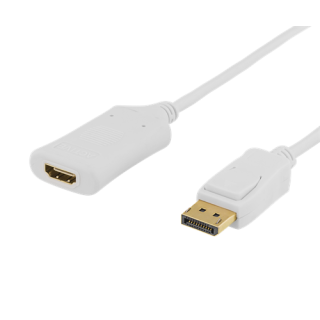 DELTACO DisplayPort to HDMI 2.0b cable, 4K at 60Hz, 0.5m, white / DP-HDMI35-K