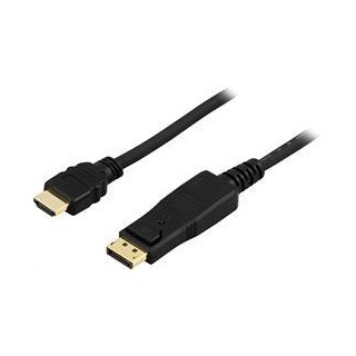 DELTACO DisplayPort to HDMI monitor cable with audio, Ultra HD in 30Hz, 1m, black / DP-3010