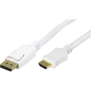 DELTACO DisplayPort to HDMI monitor cable with audio, Ultra HD in 30Hz, 1m, white, ha - ha / DP-3011