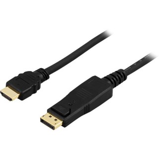 Kabelis DELTACO DisplayPort - HDMI su audio, Ultra HD in 30Hz, 2m, juodas / DP-3020