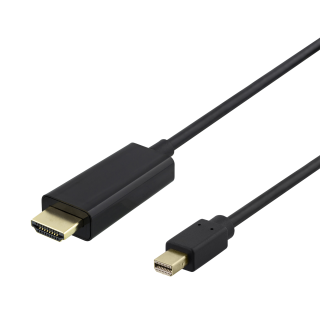 Cable DELTACO miniDisplayPort to HDMI cable, 4K UHD, 1m, black / DP-HDMI104-K / 00110019