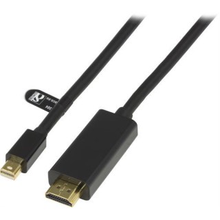 DELTACO mini DisplayPort to HDMI monitor cable with audio, Full HD in 60Hz, 1m, black, 20-pin ha 19 pin / DP-HDMI104