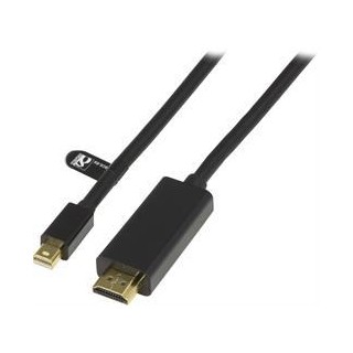 DELTACO mini DP - HDMI kabelis su audio , Full HD in 60Hz, 3m, juodas / DP-HDMI304