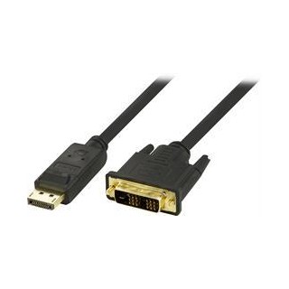 DELTACO DP - DVI-D Single Link kabelis, Full HD - 60Hz, 2m, juodas, 20-pin ha - 18 + 1-pin ha / DP-2020