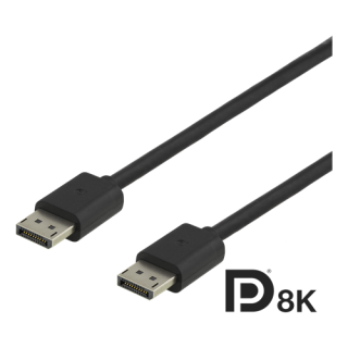 DELTACO 8k DisplayPort cable, DP 1.4, 7680x4320 in 60Hz, 1.5m, black DP8K-1015