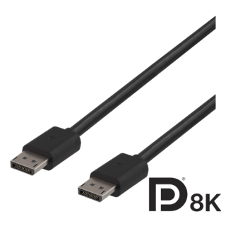 DELTACO 8K DisplayPort monitor cable, 7680x4320 in 60Hz, 32.4 Gb / s, 2m, black, 20-pin ha - ha / DP8K-1020