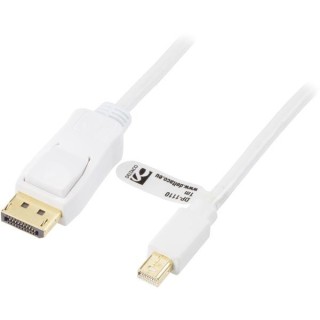 DELTACO DisplayPort - Mini Display Port Cable, Ultra HD in 30Hz, 10.8 Gb/s, 1m, white, 20-pin Display Port ha - Mini Display Port ha / DP-1110