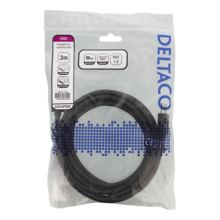 DELTACO DisplayPort cable, DP 1.4, 7680x4320 in 60Hz, 3m, black DP8K-1030
