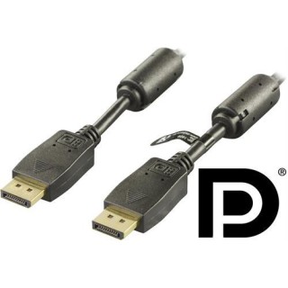 DELTACO DisplayPort monitor cable, Ultra HD in 60Hz, 21.6 Gb/s, 1m, black, 20-pin ha - ha / DP-1010
