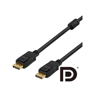 DELTACO DisplayPort monitor cable, Ultra HD in 60Hz, 21.6 Gb/s, 2m, black / DP-1020