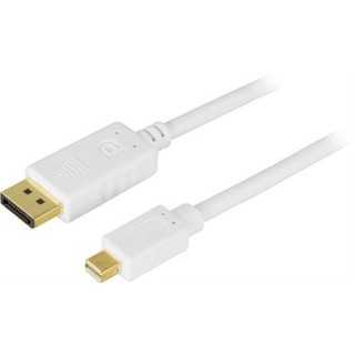 DELTACO DisplayPort to Mini Display Port Cable, Ultra HD in 30Hz, 10.8 Gb/s, 2m, white / DP-1120