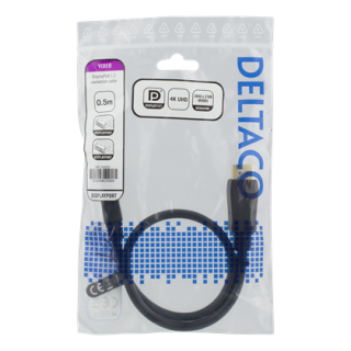 DisplayPort cable, 0,5m, 4K UHD, DP 1.2 DELTACO black / DP-1005D 