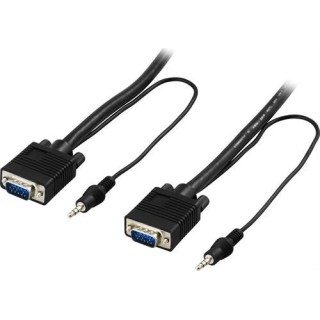 DELTACO monitor cable RGB HD 15ha-ha, without pin 9, with 3.5mm audio, 2m, black  / RGB-7B