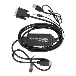 DELTACO VGA with audio to HDMI cable, VGA / HDMI / USB / 3.5mm, 1920x1080 at 60Hz, 2m, black / VGA-HDMI17