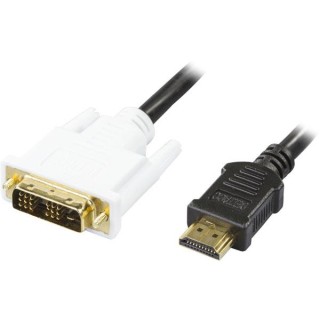 DELTACO HDMI to DVI cable, Full HD in 60Hz, 19 pin ha - DVI-D Single Link ha, 1m, black / white / HDMI-110-K